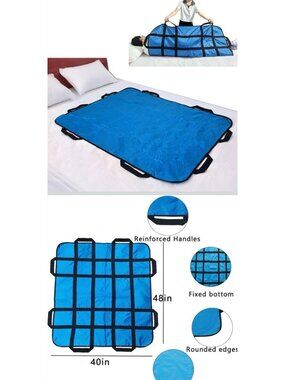 Positioning Bed Pad with Handles Washable 48"x40" Patient Transfer Sheet 400lbs